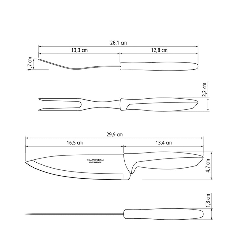 Tramontina Plenus Paistihaarukka ja -veitsi, 2 osaa
