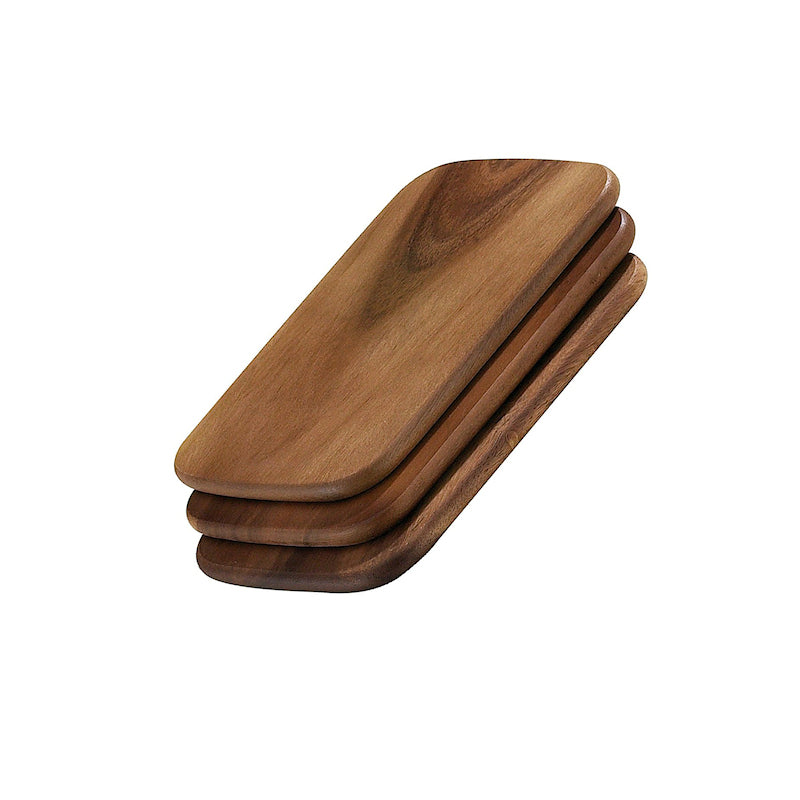 Zassenhaus Aamiaislaudat 22 cm - Kolme kappaletta | Saarni, pinottu setti leikkuulautoja keittiökäyttöön. Luonnollinen puuviimeistely.