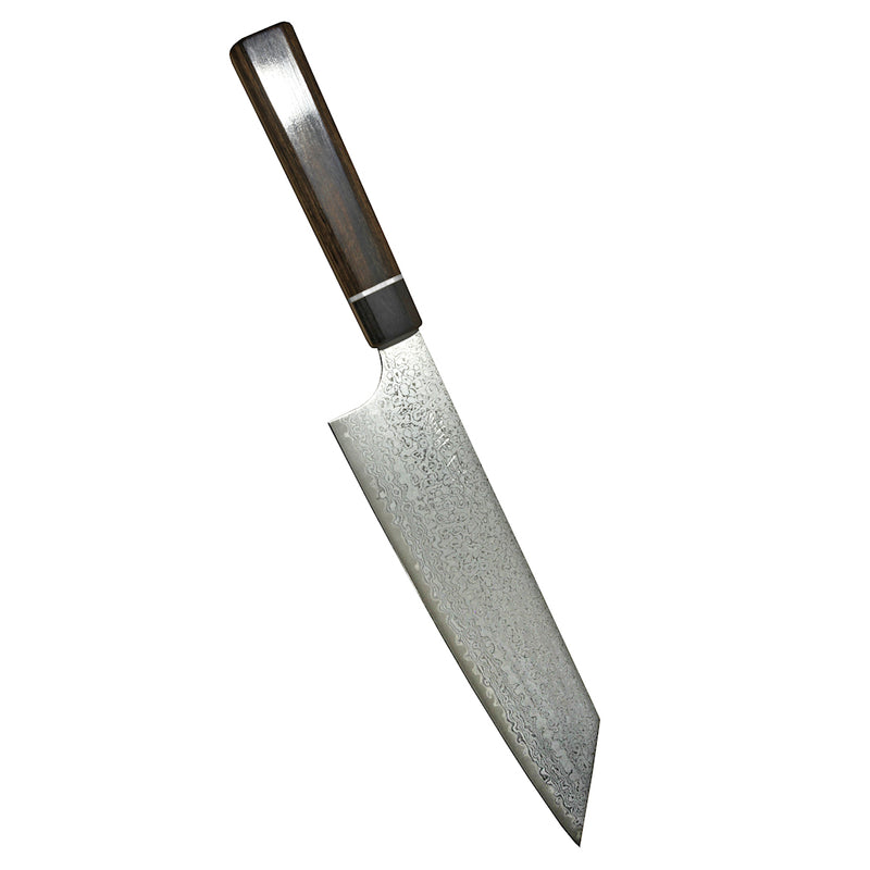 Suncraft Senzo Damascus Kiritsuke veitsi, 20 cm, VG10-terä ja ergonominen pakkapuu-kahva. Japanilainen huippulaatuinen kokkiveitsi.