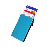 Card wallet, Rfid aluminum, for 6-8 cards, blue