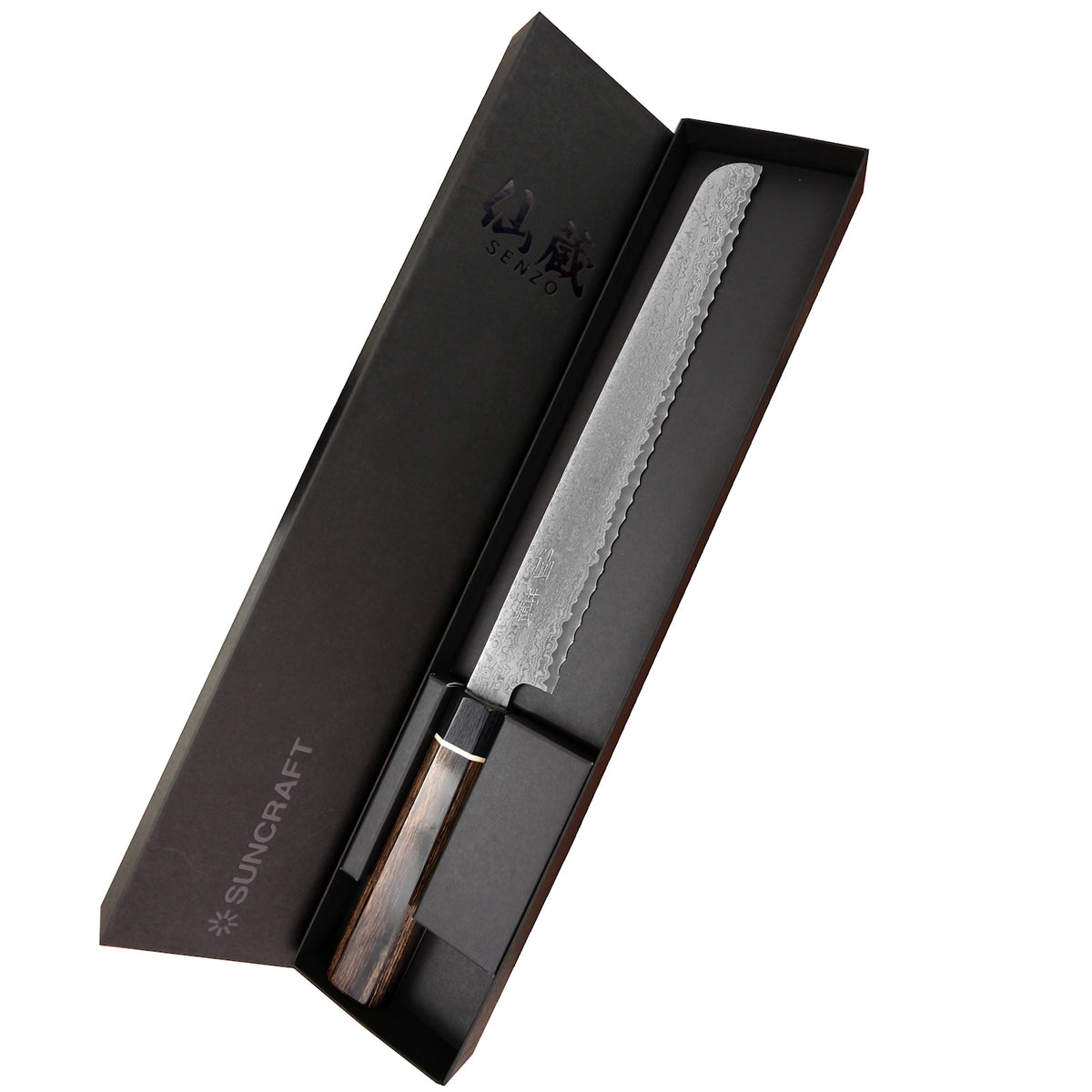 Suncraft Senzo Black Bread Knife, 22 cm
