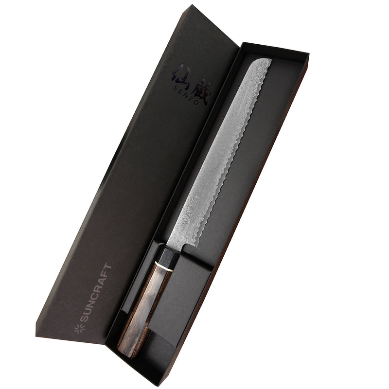 Suncraft Senzo Black Bread Knife, 22 cm