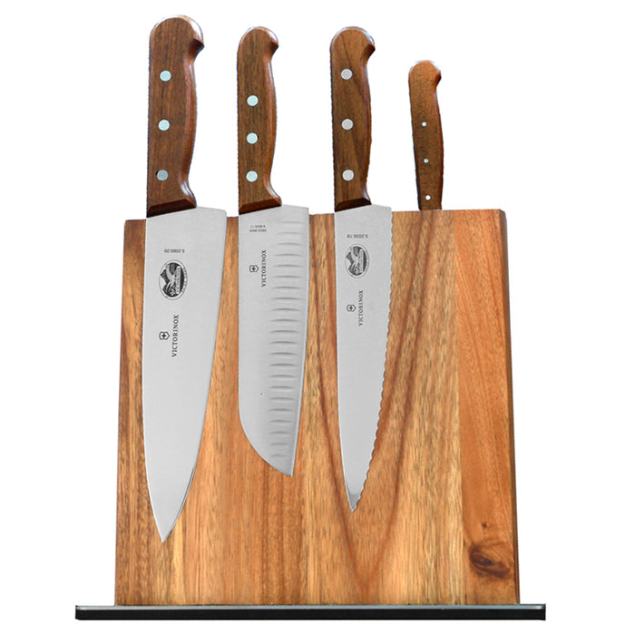 Victorinox Veitsisarja Puukahvoilla ja Dorre Kira 2-puolinen veitsimagneetti, 5 osaa