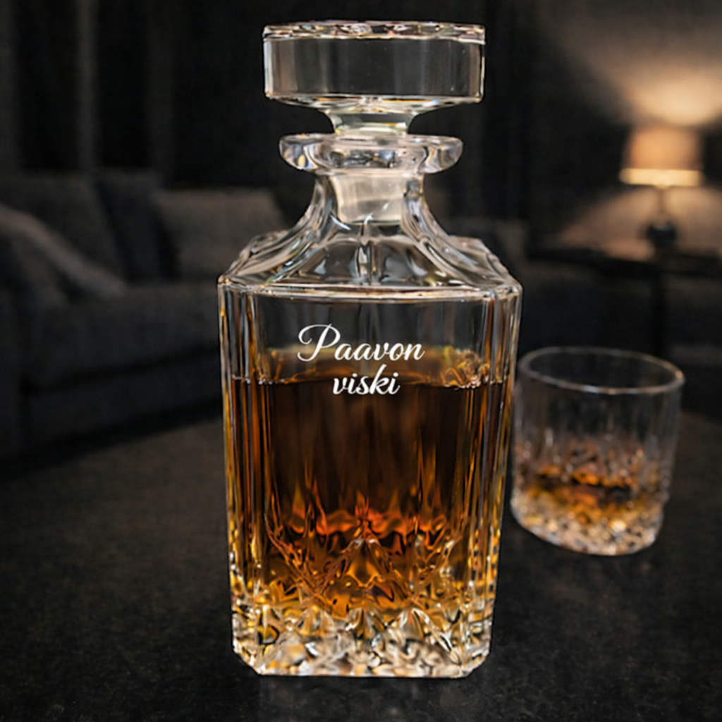 Dorre Whiskyset med gravyr i kristallglas, 7 delar
