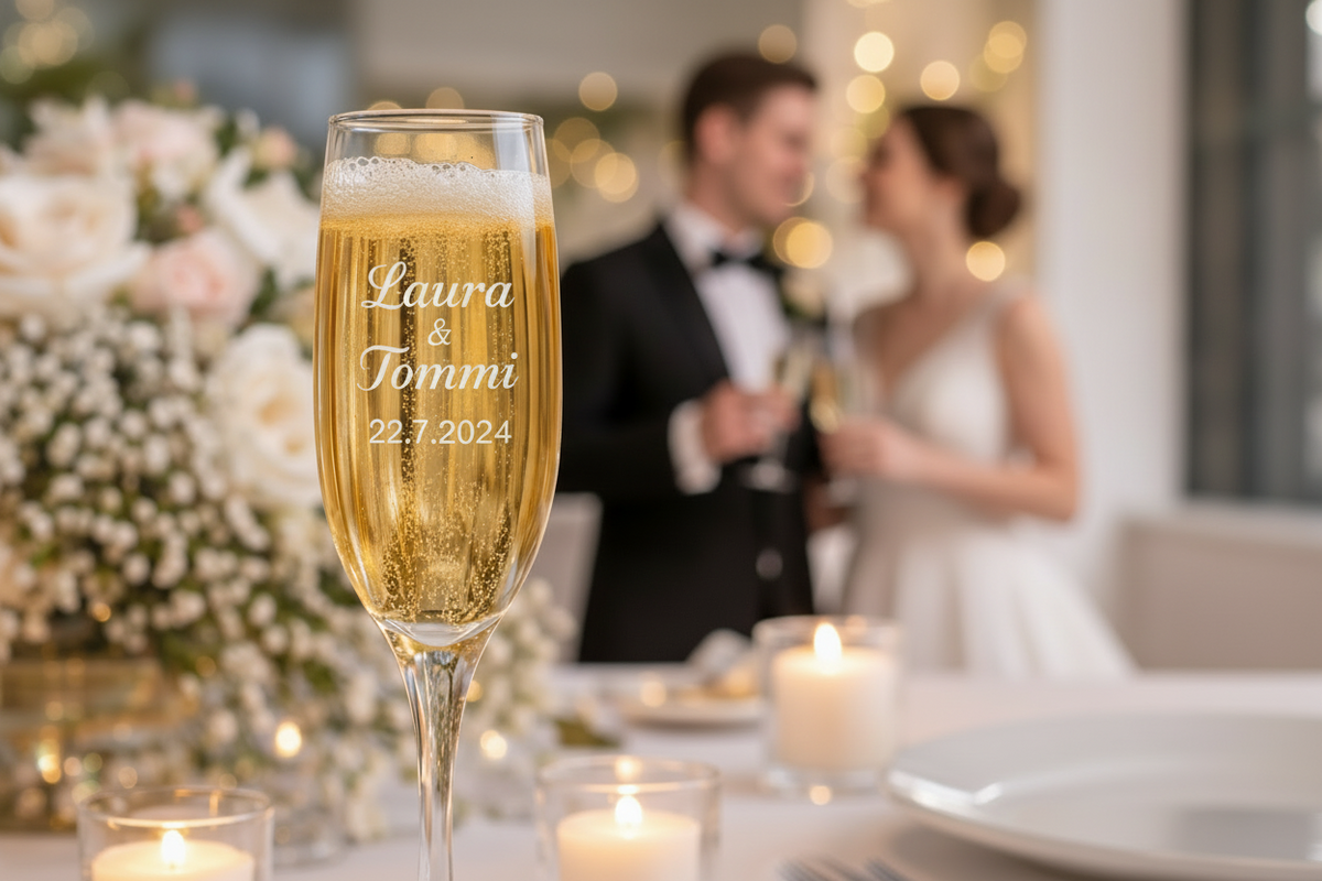 Moda champagne glass 16.5 cl, Engraved 2 pcs