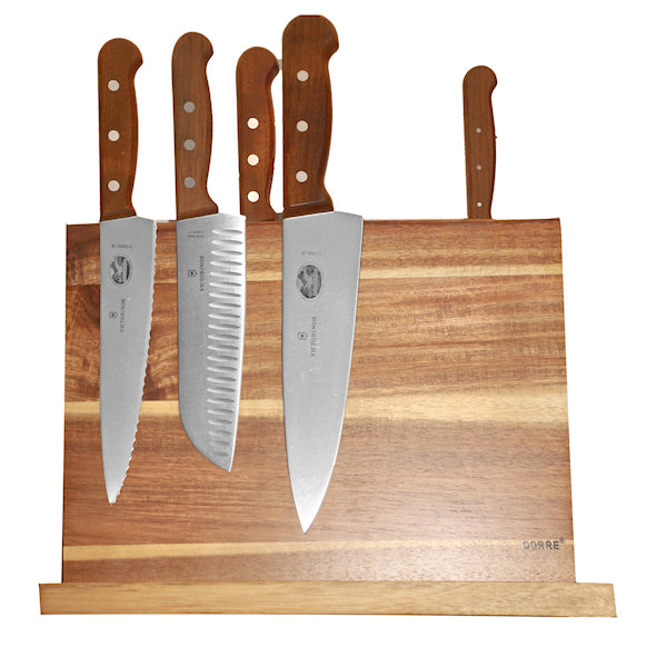 Victorinox Veitsisarja Puukahvoilla ja Dorre Kaya magneetti veitsiteline, 6 osaa