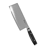 Yaxell Ran kiinalainen kokkiveitsi 18 cm damaskiterä musta kahva