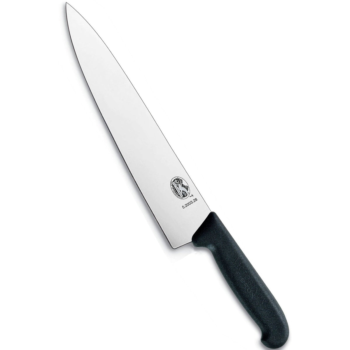 Victorinox Fibrox Kokkiveitsi, 28 cm, terävä terä ja ergonominen musta kahva. Ammattilaisten suosima keittiöveitsi.